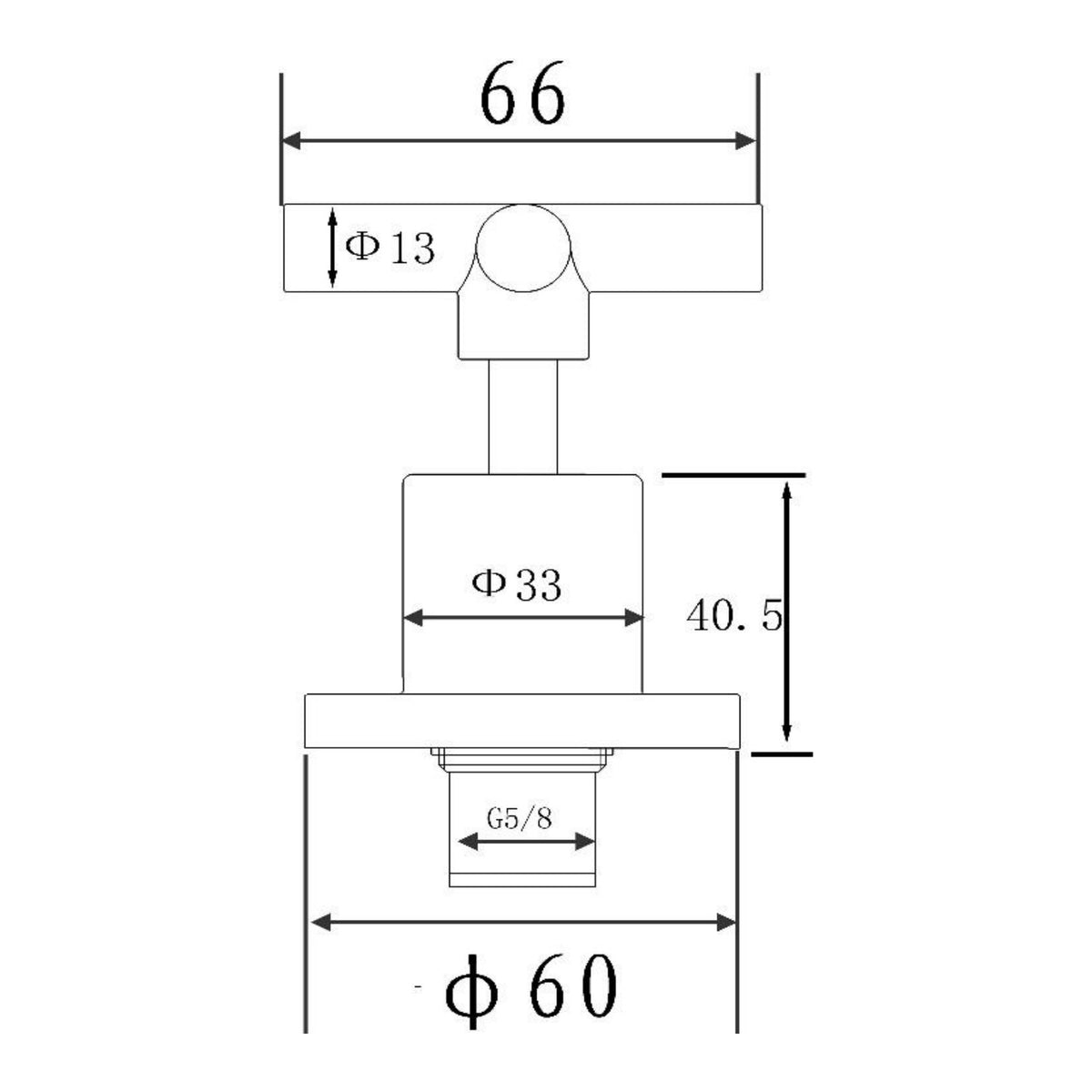 Raymor Alpha wall top assembly technical drawing with dimensions, cross handle and G5/8 connection details