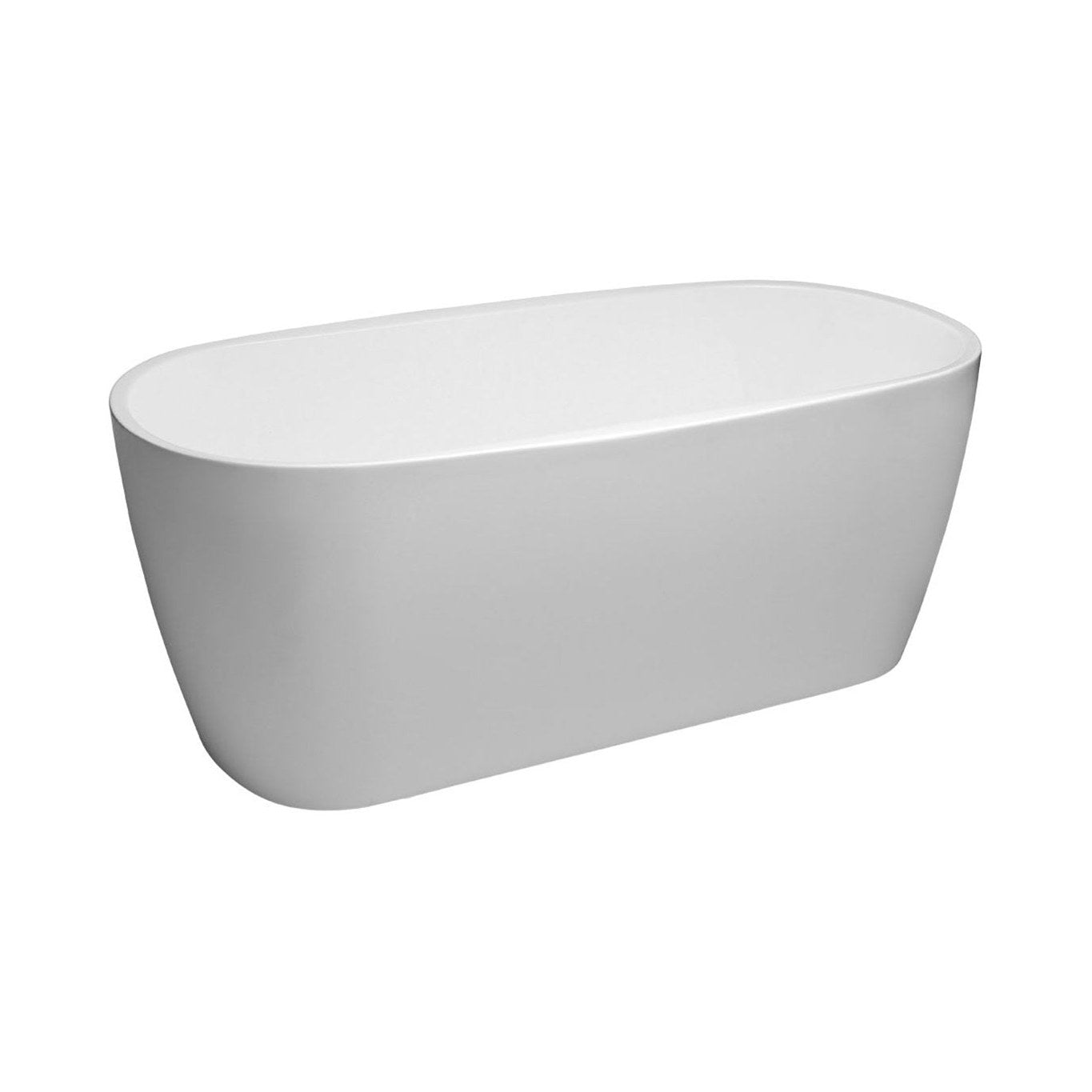 Raymor Alpha freestanding bath, white, oval acrylic tub on a white background