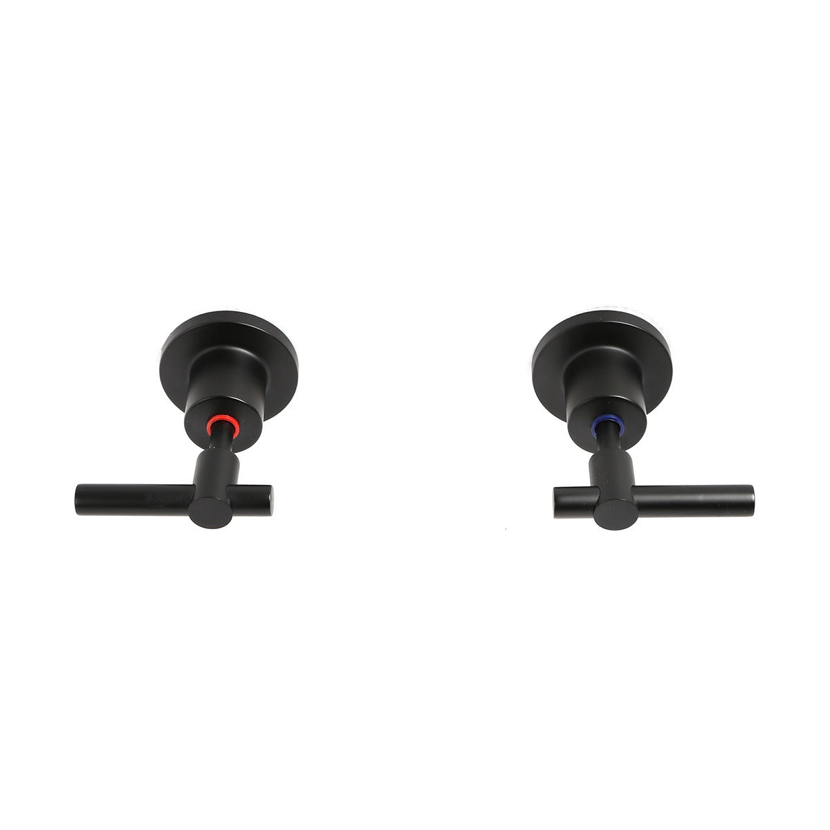 Raymor Alpha black wall top taps, hot and cold pair with lever handles