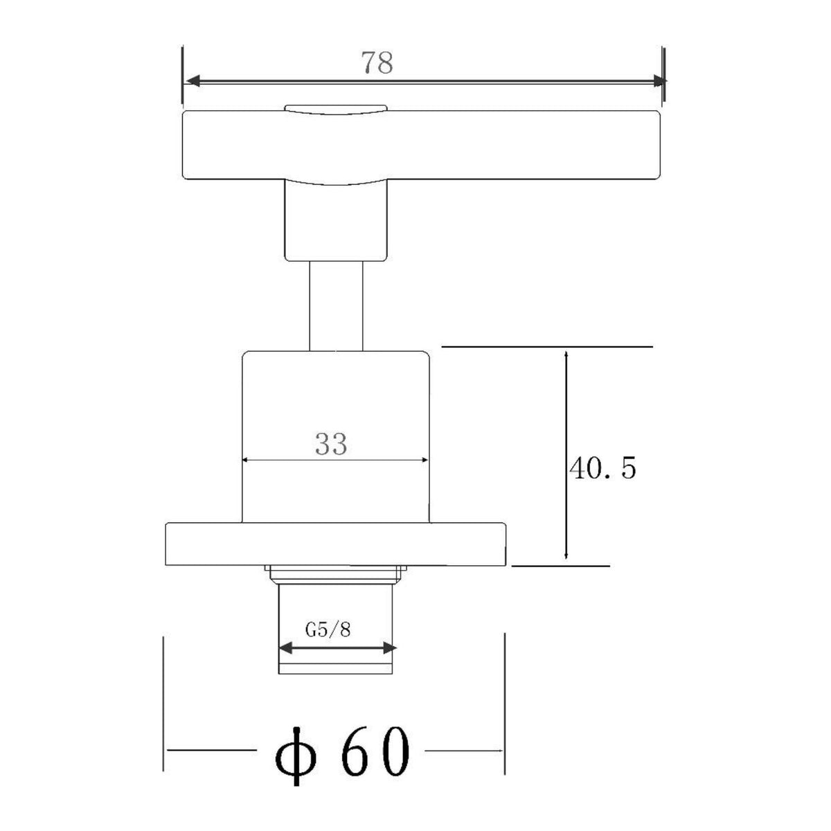 Technical drawing of Raymor Alpha lever wall top assembly, showing dimensions and G5/8 thread in brushed nickel.