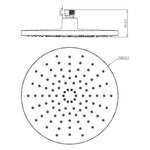 Raymor Alpha Round Shower Rose Chrome technical drawing, top and side views with 226mm round face and 63mm height dimensions