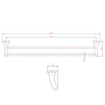 Raymor Armada double towel rail technical drawing in chrome, showing 824mm length and 130mm height