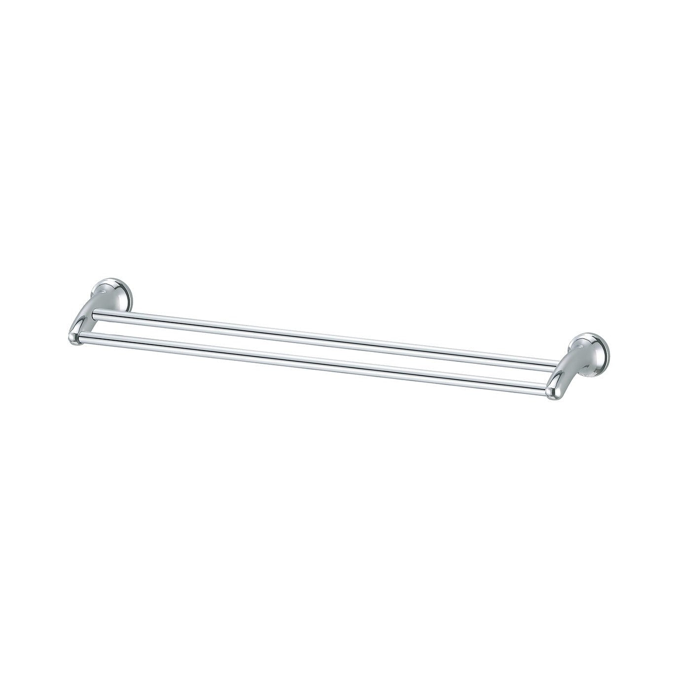 Raymor Armada chrome double towel rail, wall-mounted with two parallel bars and rounded end brackets