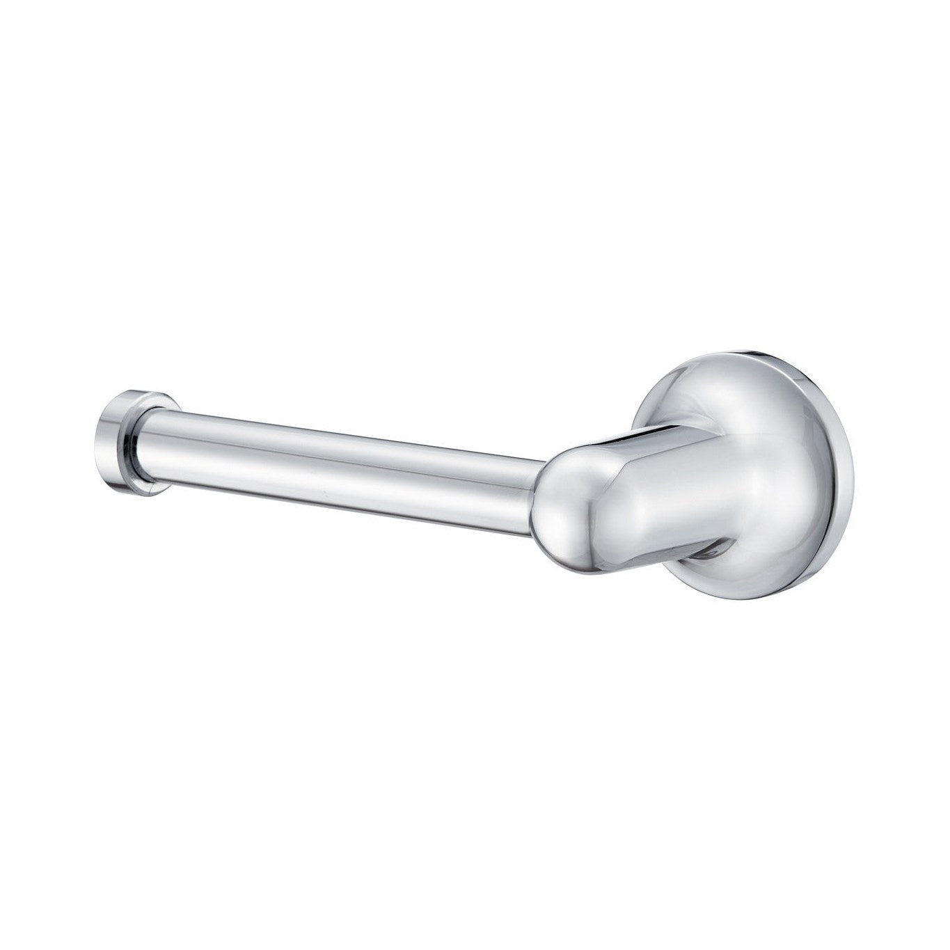 Raymor Armada chrome toilet roll holder, wall-mounted with round backplate and straight arm