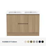 Raymor Ascot Floor or Wall Mount Double Vanity 1210mm 2 Drawer 2 Door Centre Drawers, available in 9 colours