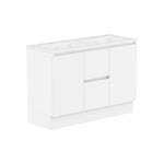 Raymor Ascot 1210mm white double vanity, front view, with two drawers and two doors, wall hung or floor mount