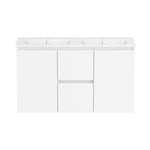 Raymor Ascot 1210mm double vanity, white, with two basins and centre drawers, front view