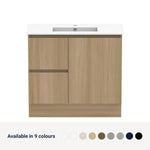 Raymor Ascot Floor or Wall Mount Slim Vanity 915mm 2 Drawer 1 Door Left Hand Drawers, available in 9 colours
