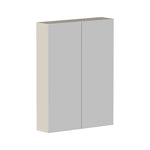 Raymor Ascot 600mm mirror cabinet in Plantation Ash, shown closed with two mirrored doors and slim wall-hung profile.