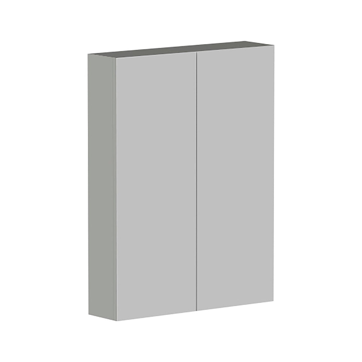 Raymor Ascot 600mm mirror cabinet in Oxford, shown closed in a grey finish with two mirrored doors on a white background