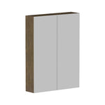 Raymor Ascot 600mm mirror cabinet in Palomera Oak and white, wall-hung two-door shaving cabinet on white background