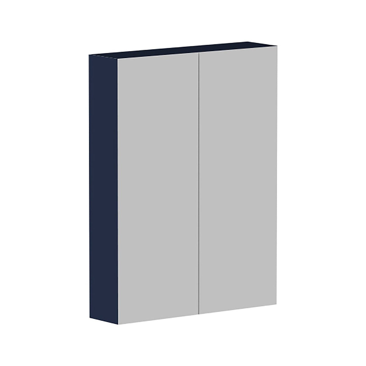 Raymor Ascot 600mm mirror cabinet in black, front view with double mirrored doors and dark side panel on white background