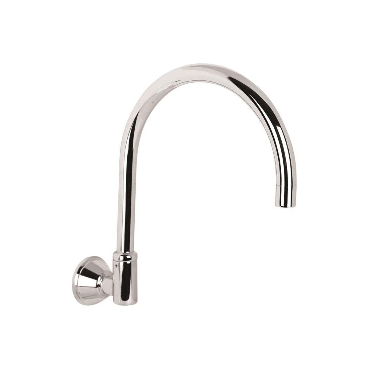 Raymor Atlanta chrome gooseneck swivel spout, wall-mounted kitchen and laundry tap spout in polished finish