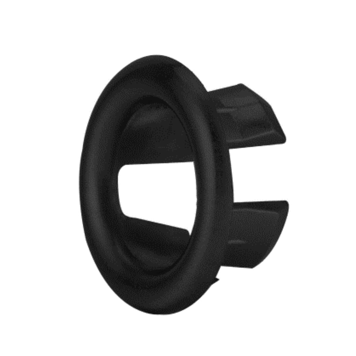 Raymor round basin overflow ring in matte black, plastic spare part on white background