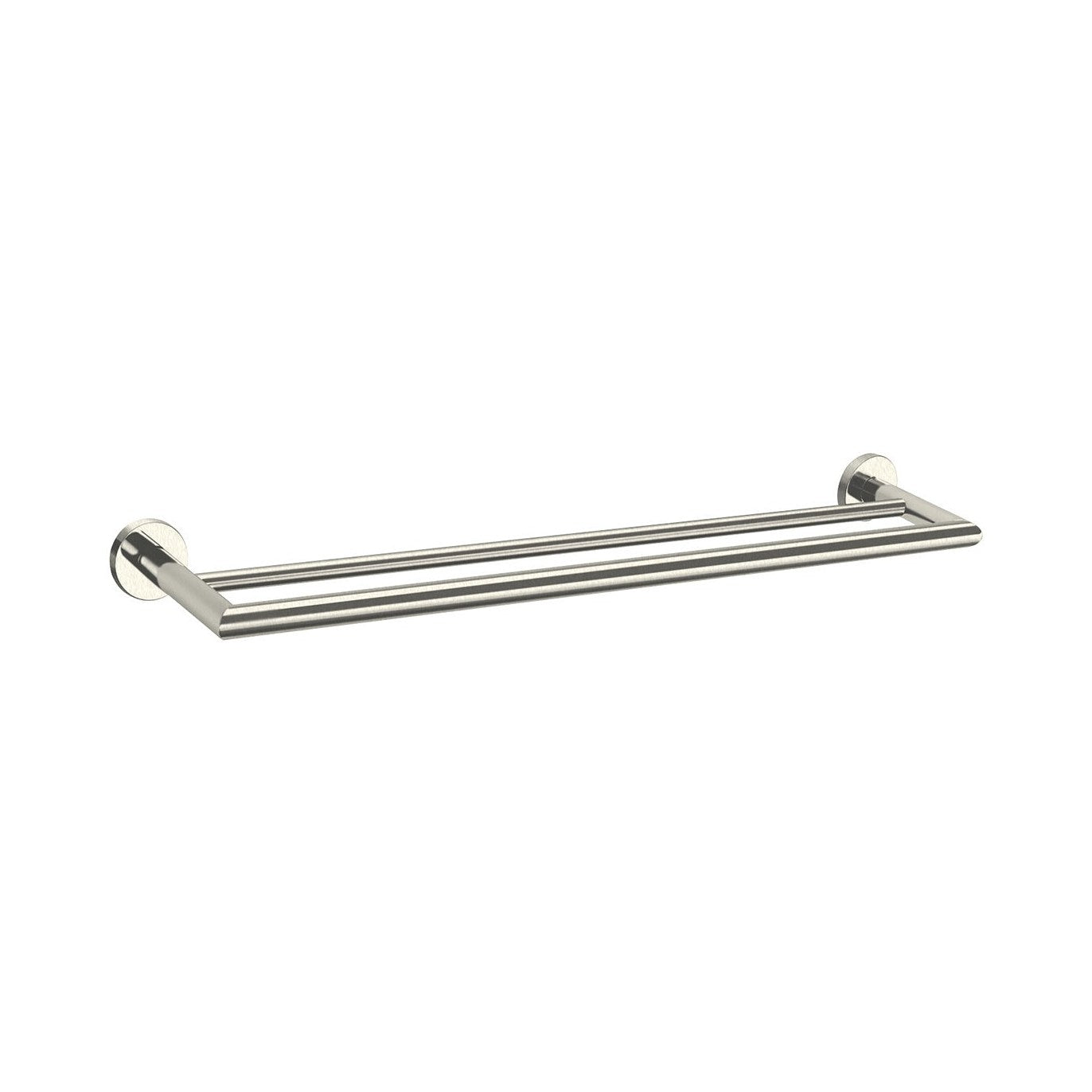 Raymor Boston II double towel rail, 650mm, brushed nickel, wall-mounted with twin bars