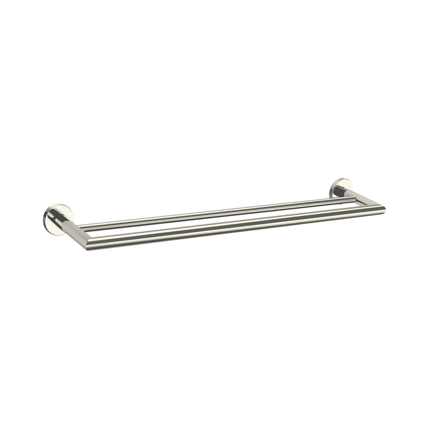 Raymor Boston II double towel rail 850mm in brushed nickel, wall-mounted with twin round bars