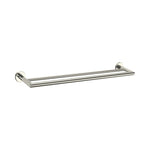Raymor Boston II double towel rail 850mm in brushed nickel, wall-mounted with twin round bars