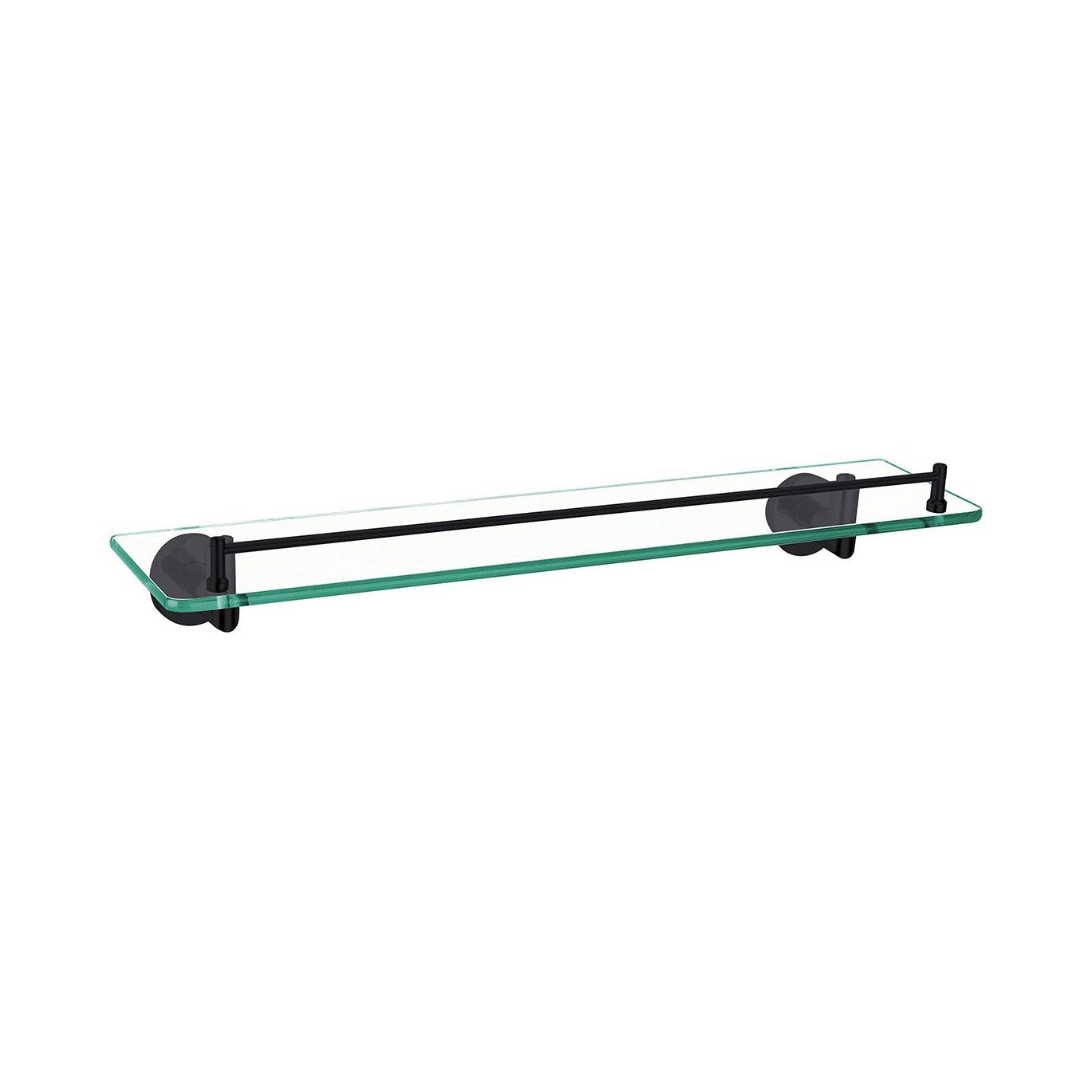 Raymor Boston II glass bathroom shelf, black rail with clear glass, wall mounted