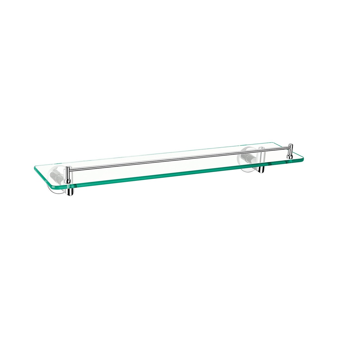 Raymor Boston II glass bathroom shelf, 530mm, chrome with clear glass and round wall mounts