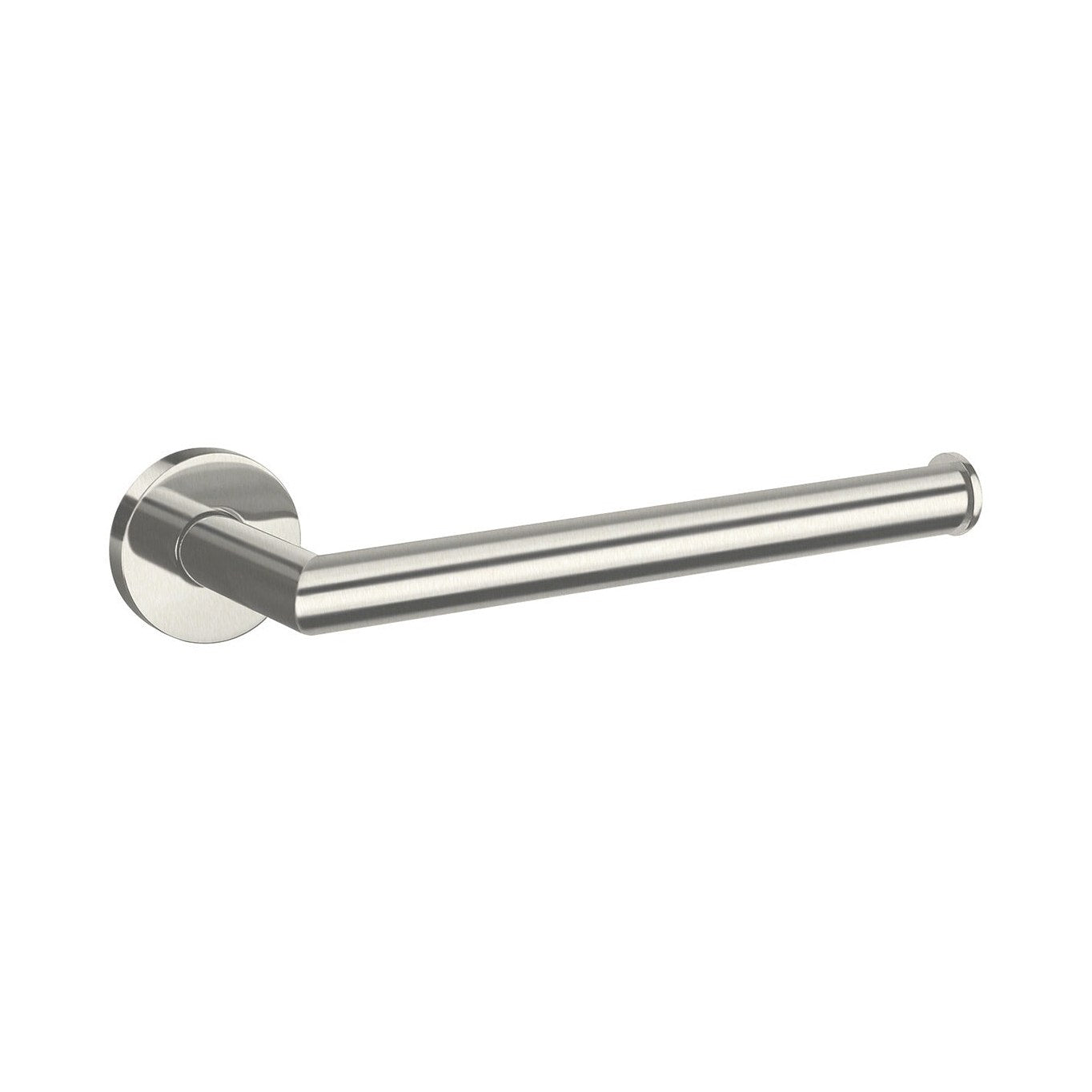 Raymor Boston II brushed nickel hand towel holder, wall-mounted round rail on circular backplate