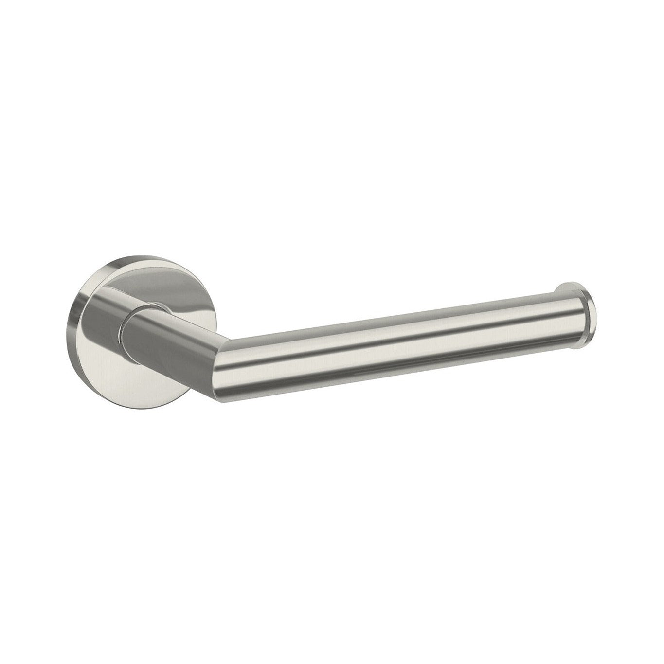 Raymor Boston II brushed nickel toilet roll holder, single-arm wall-mounted design with round backplate