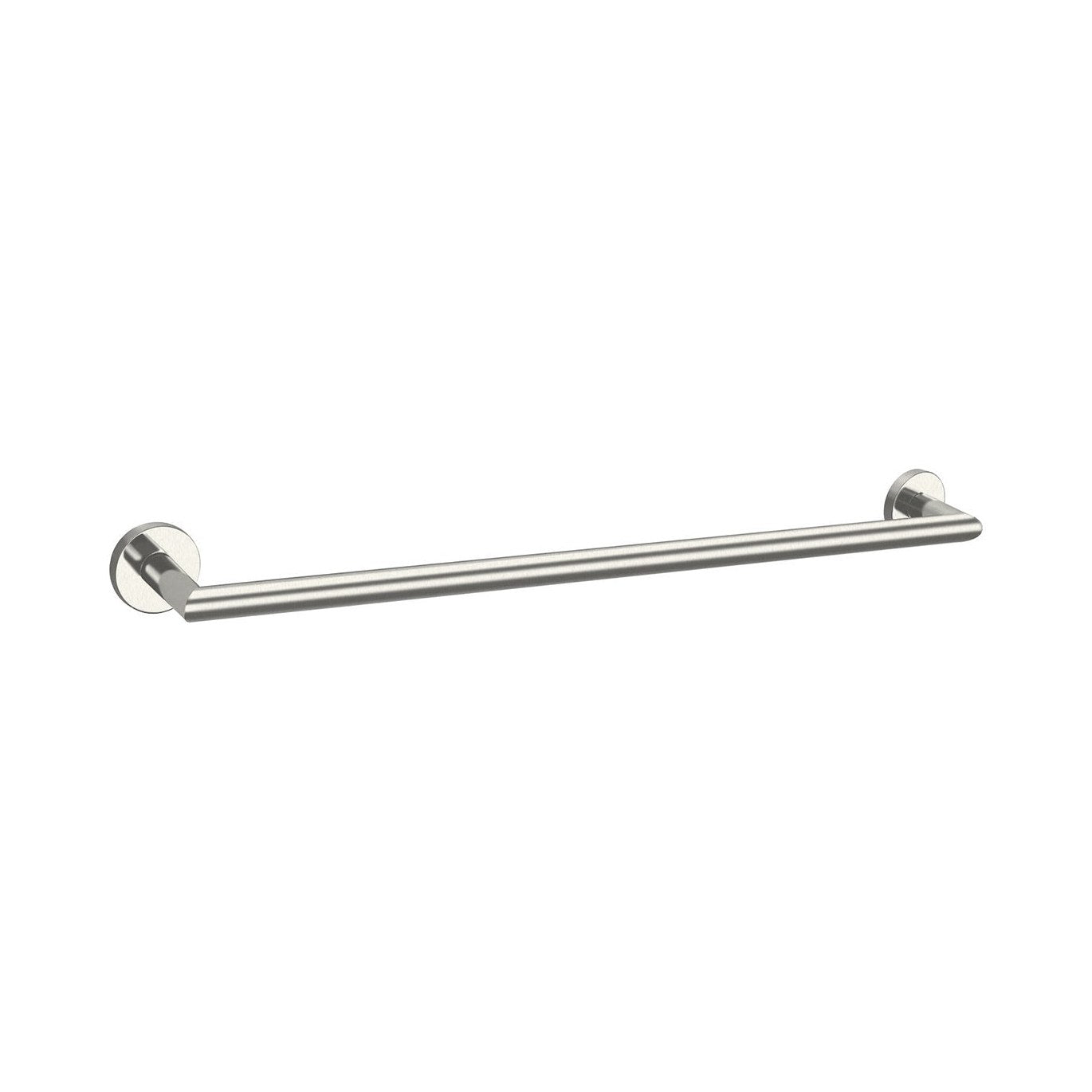 Raymor Boston II single towel rail in brushed nickel, wall-mounted 650mm bar with round backplates