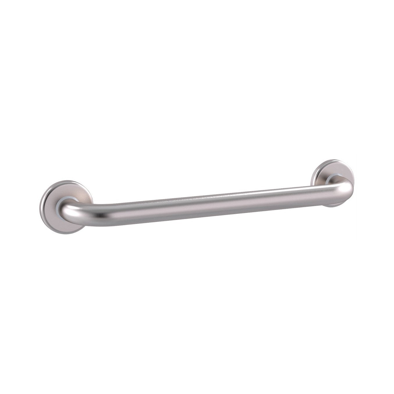 Raymor straight grab rail, 450mm, brushed stainless steel, with round wall flanges on white background