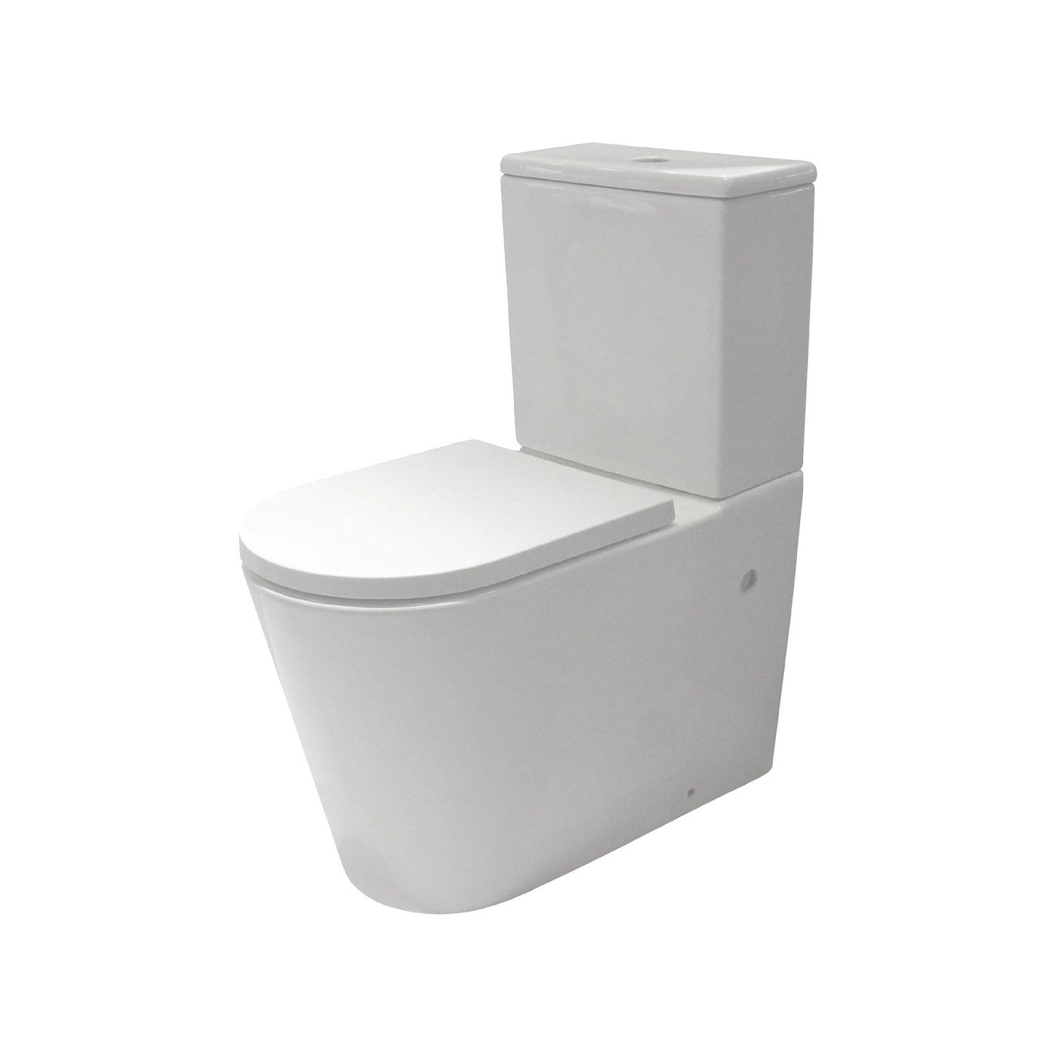 Raymor Edge II white back-to-wall toilet suite with standard seat, front view on white background