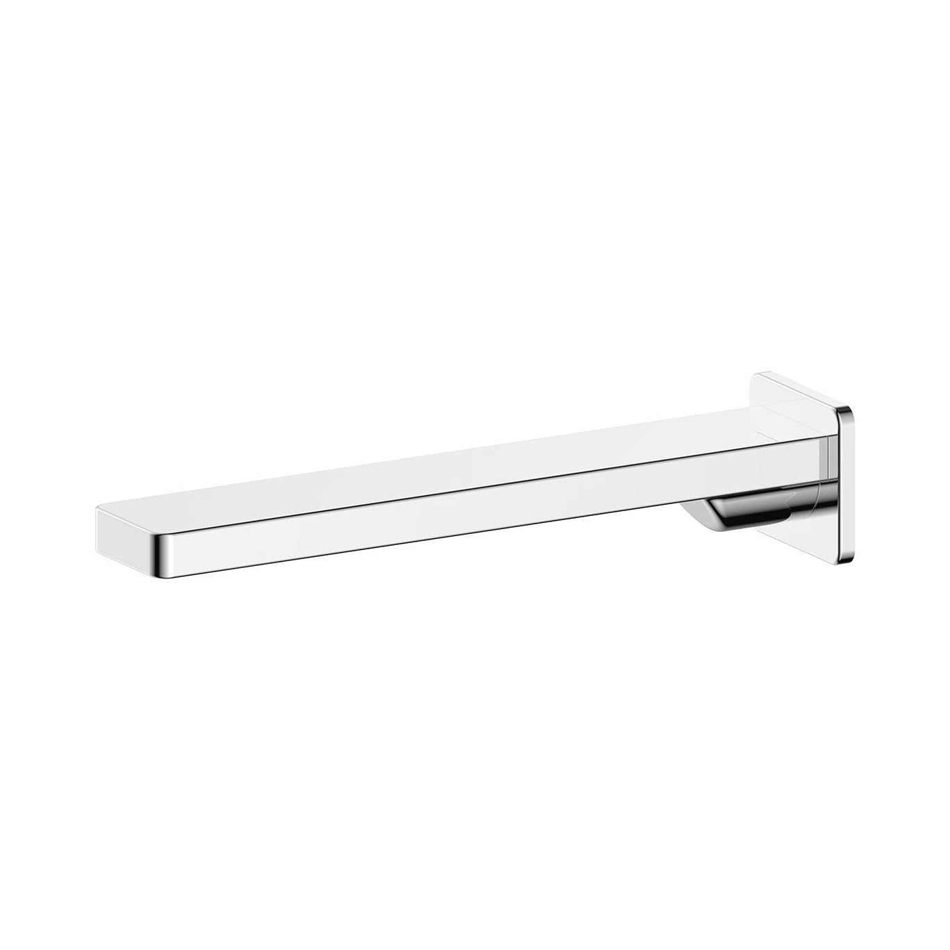 Raymor Edge II chrome wall-mounted bath or basin spout, squared profile in side view