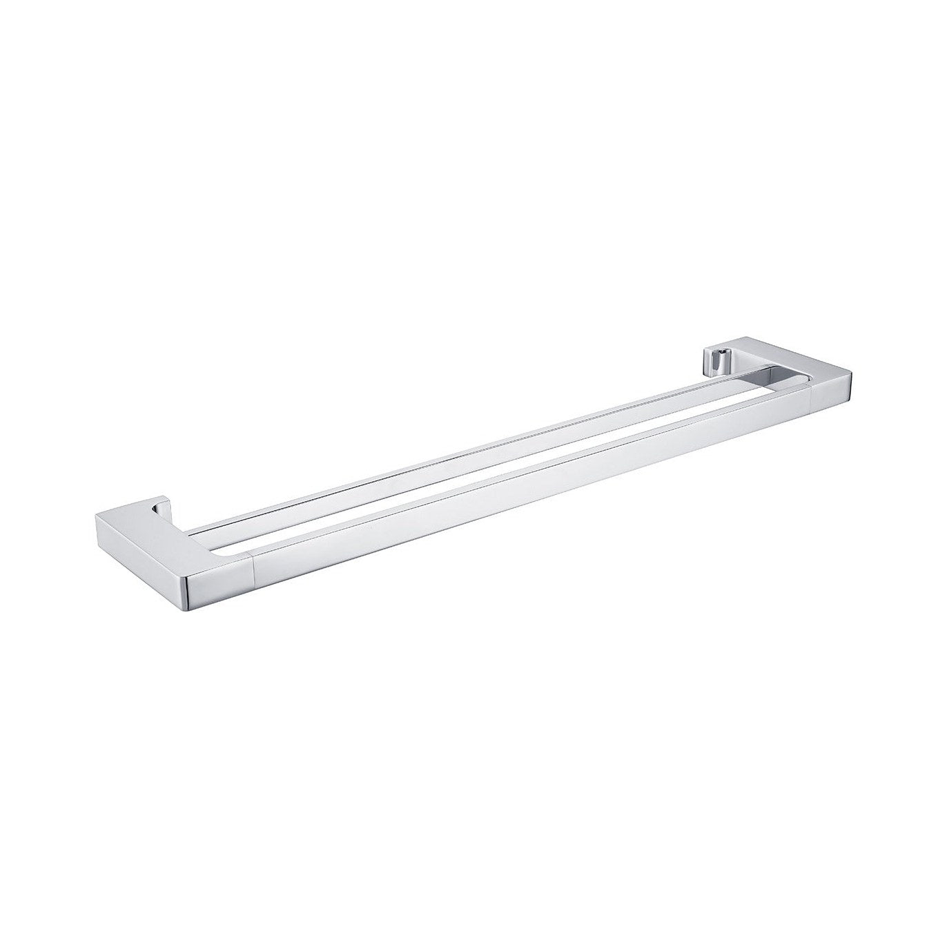 Raymor Edge II double towel rail 635mm in chrome, square twin-bar wall-mounted bathroom accessory