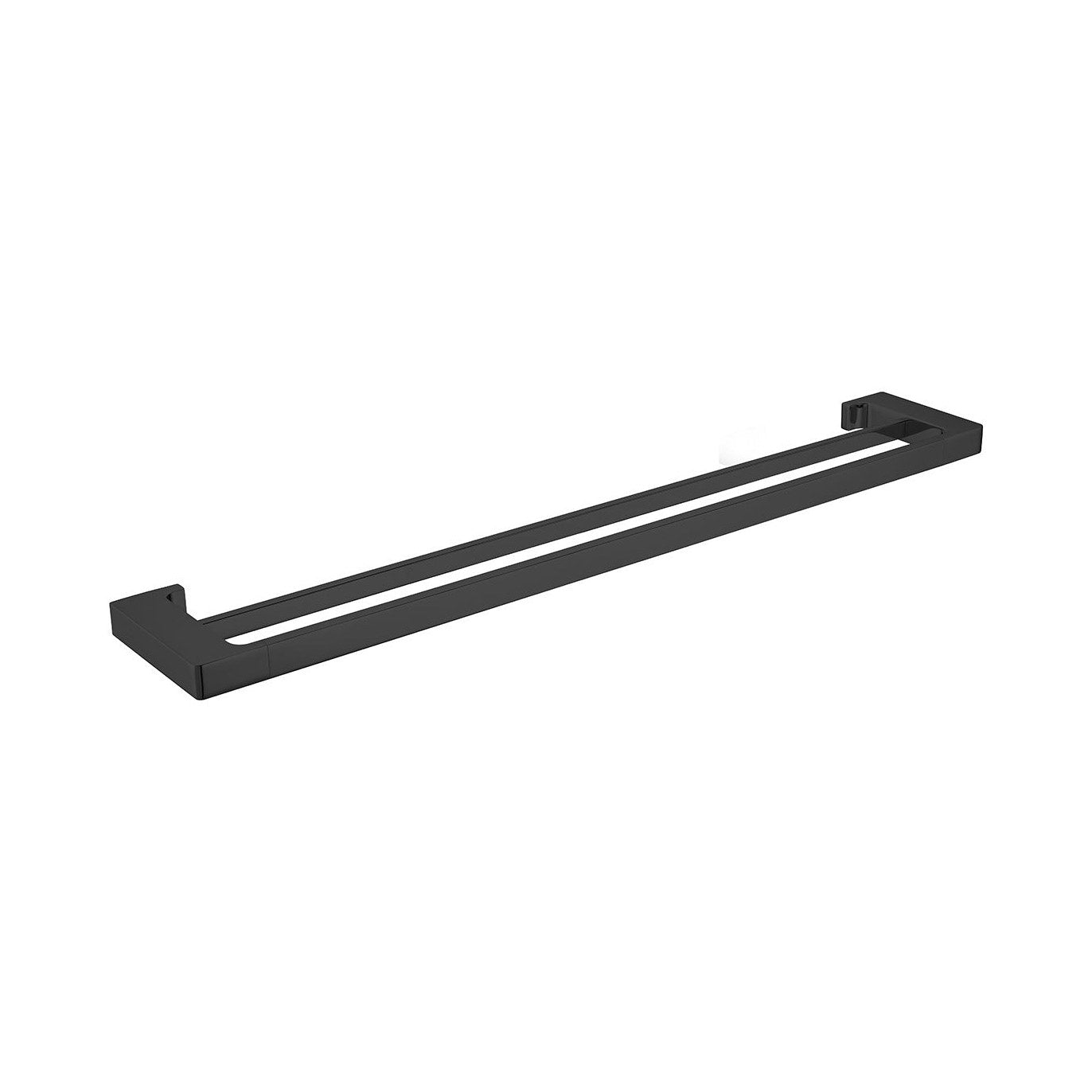 Raymor Edge II double towel rail, black, square twin-bar wall-mounted design