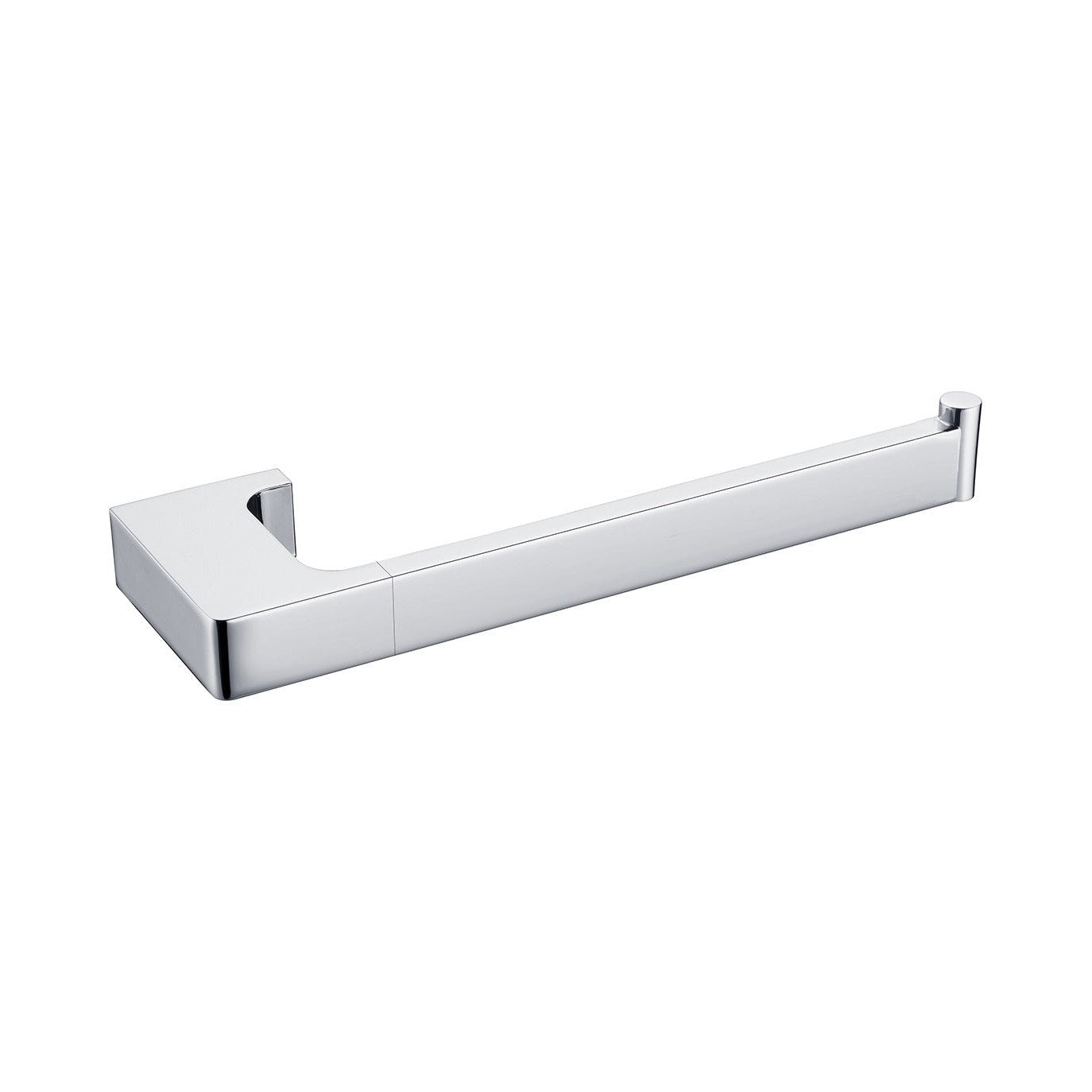 Raymor Edge II chrome hand towel rail, square wall-mounted bar with a short L-shaped bracket on white background