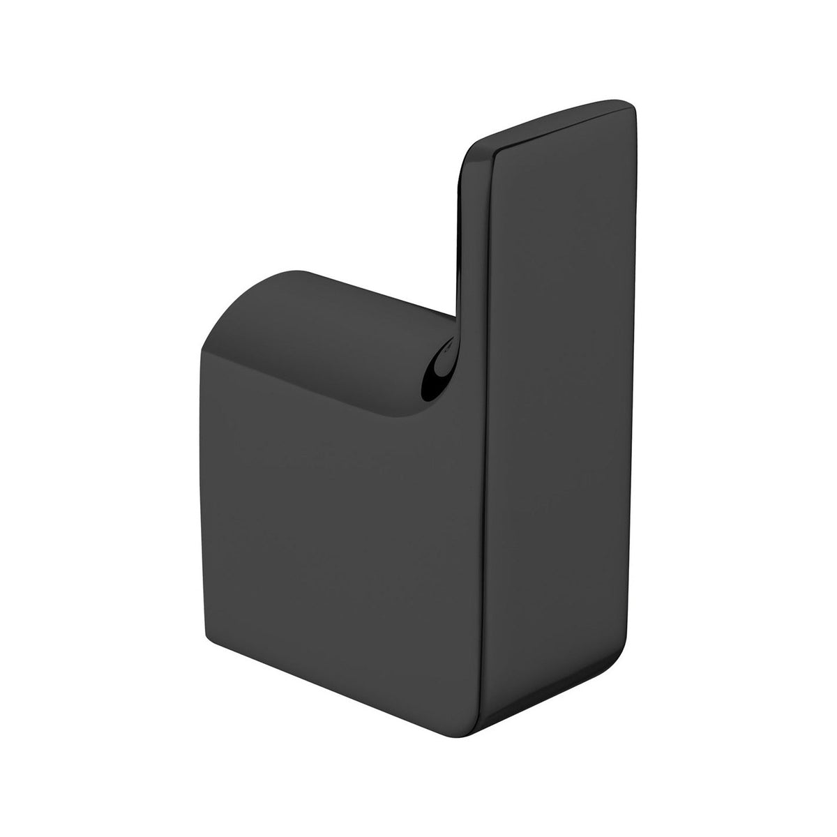 Raymor Edge II black robe hook in slim square profile on white background