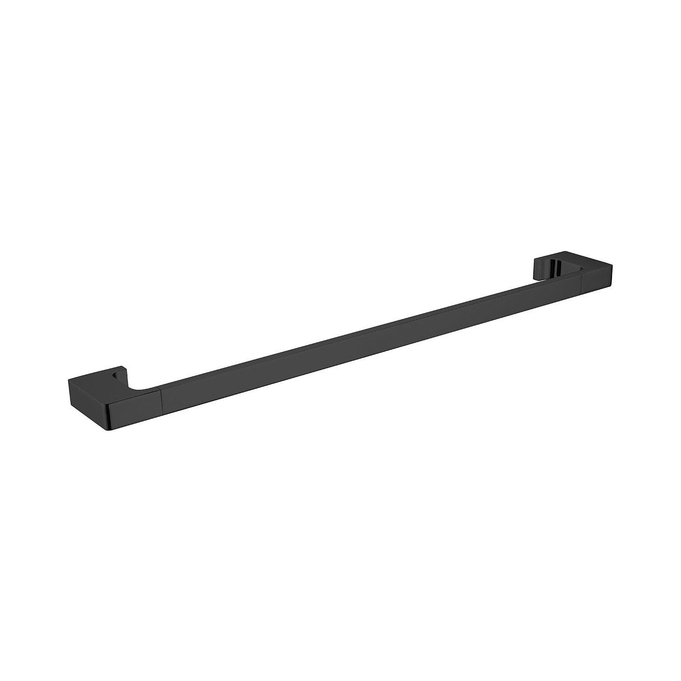 Raymor Edge II single towel rail, 635mm, black square-profile brass wall mount