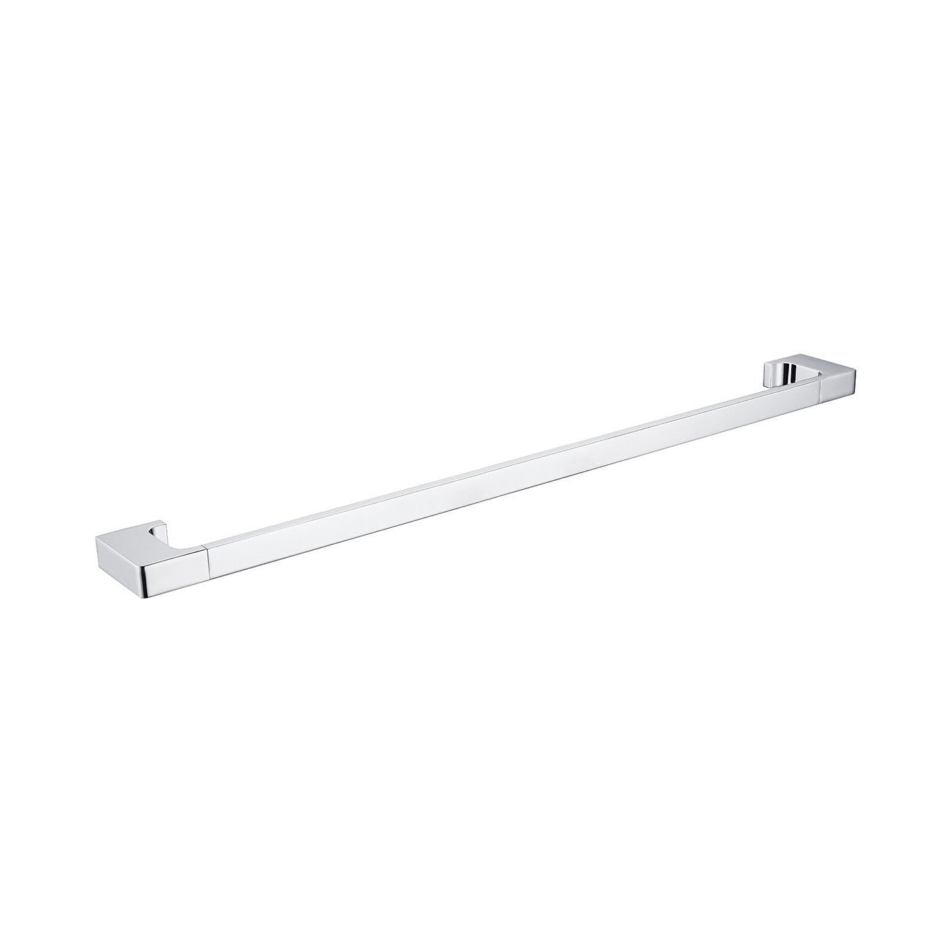 Raymor Edge II single towel rail in chrome, 785mm long, with squared wall mounts on a white background