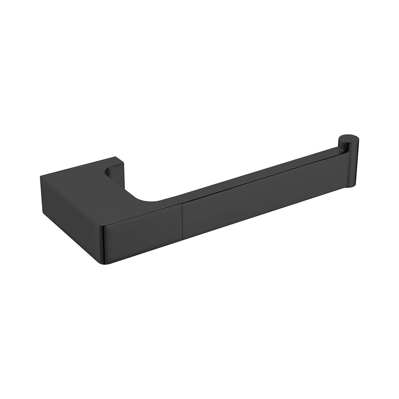 Raymor Edge II black toilet roll holder, square single-arm wall-mounted bathroom accessory