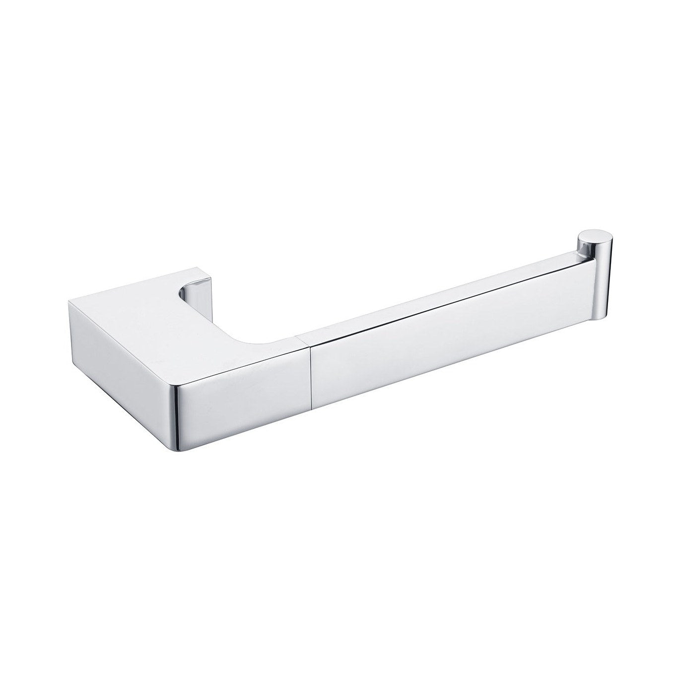 Raymor Edge II chrome toilet roll holder with square profile, shown on a white background