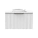 Raymor Mosman Mini 600mm wall hung vanity, white fluted front, gloss white basin and top, front view
