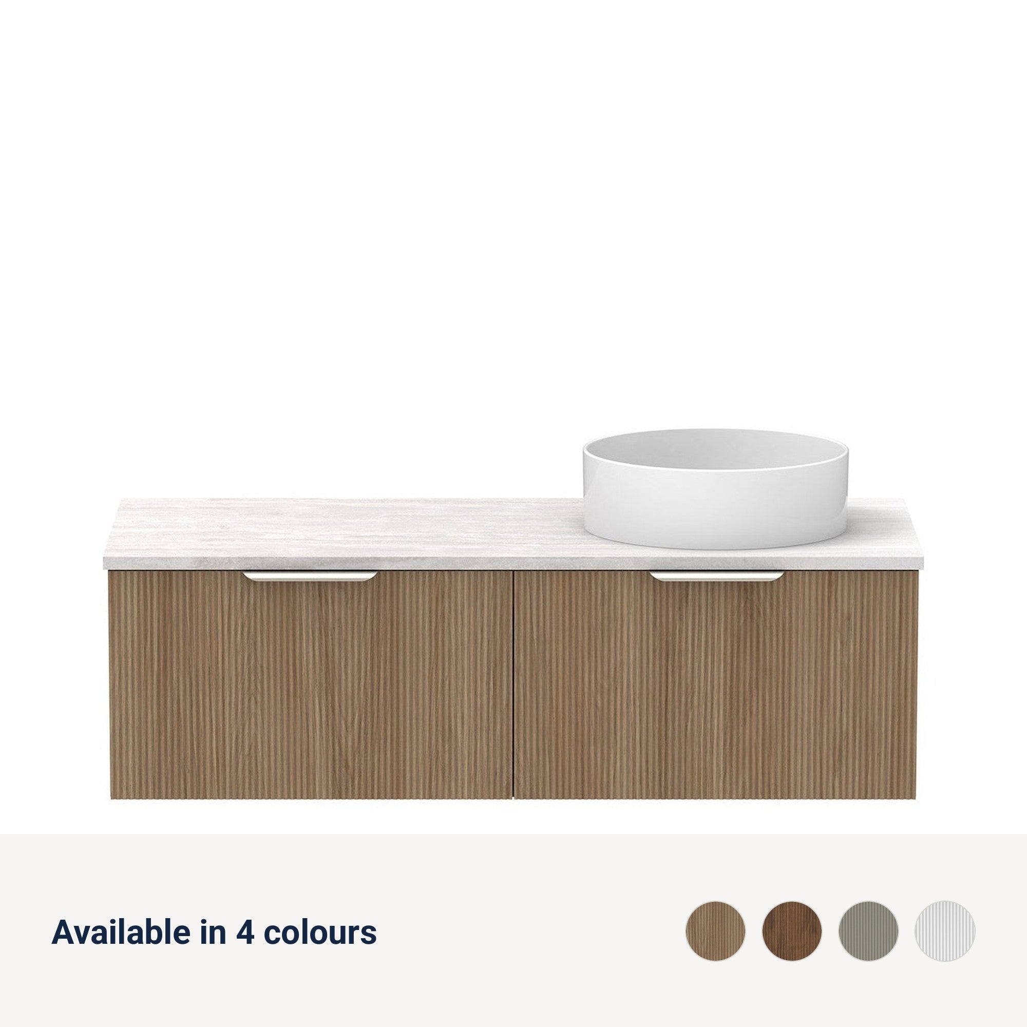 Raymor Mosman Vanity with Right Hand Basin 1200mm 2 Drawer, available in 4 colours