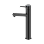 Raymor Projix angled swivel basin mixer tower in black, front view on white background