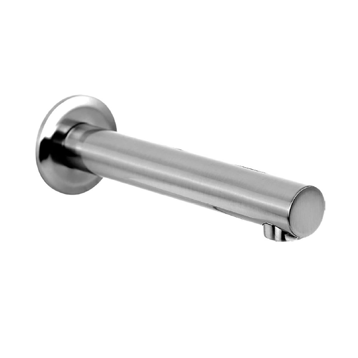 Raymor Projix brushed nickel bath spout, wall-mounted with round flange and 175mm reach