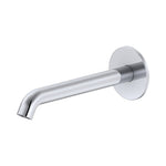 Raymor Projix curved wall-mounted basin or bath spout in chrome, 220mm reach, shown on white background