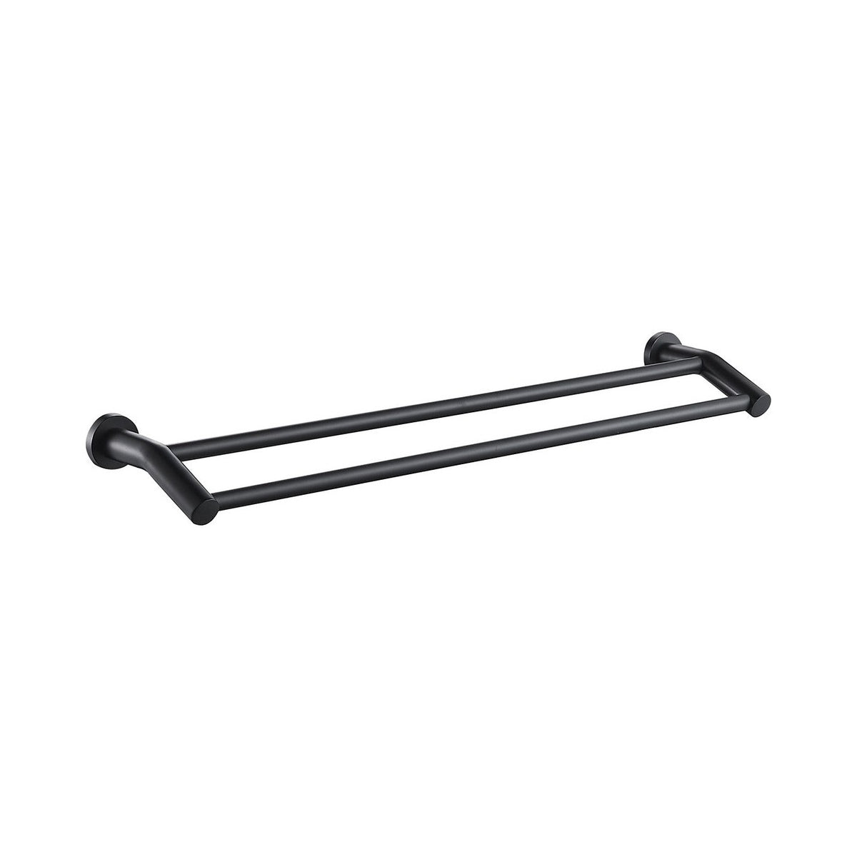 Raymor Projix double towel rail in black, wall-mounted with two bars and round fixing plates