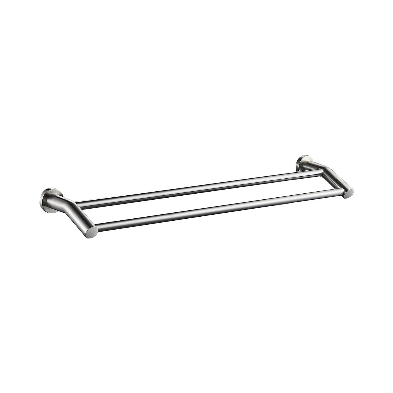 Raymor Projix double towel rail in brushed nickel, wall-mounted with two sleek bars on round brackets
