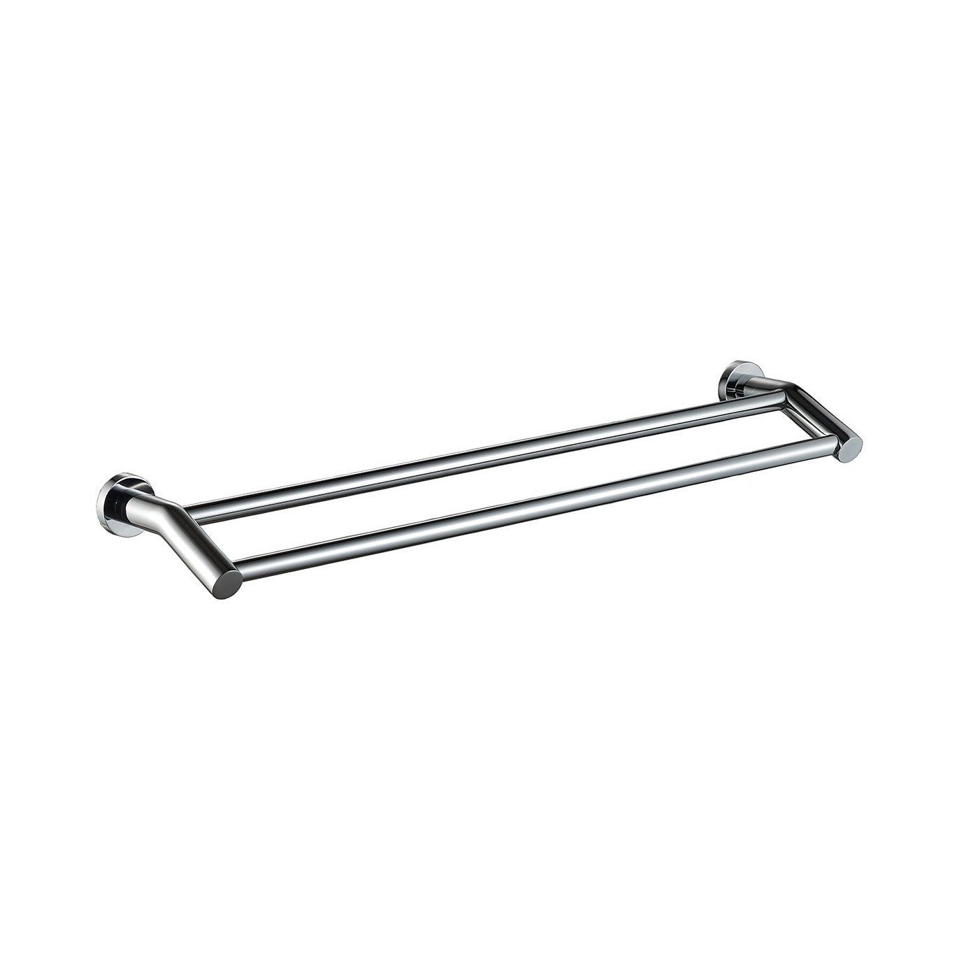 Raymor Projix chrome double towel rail with two bars and wall fixings, shown on a white background