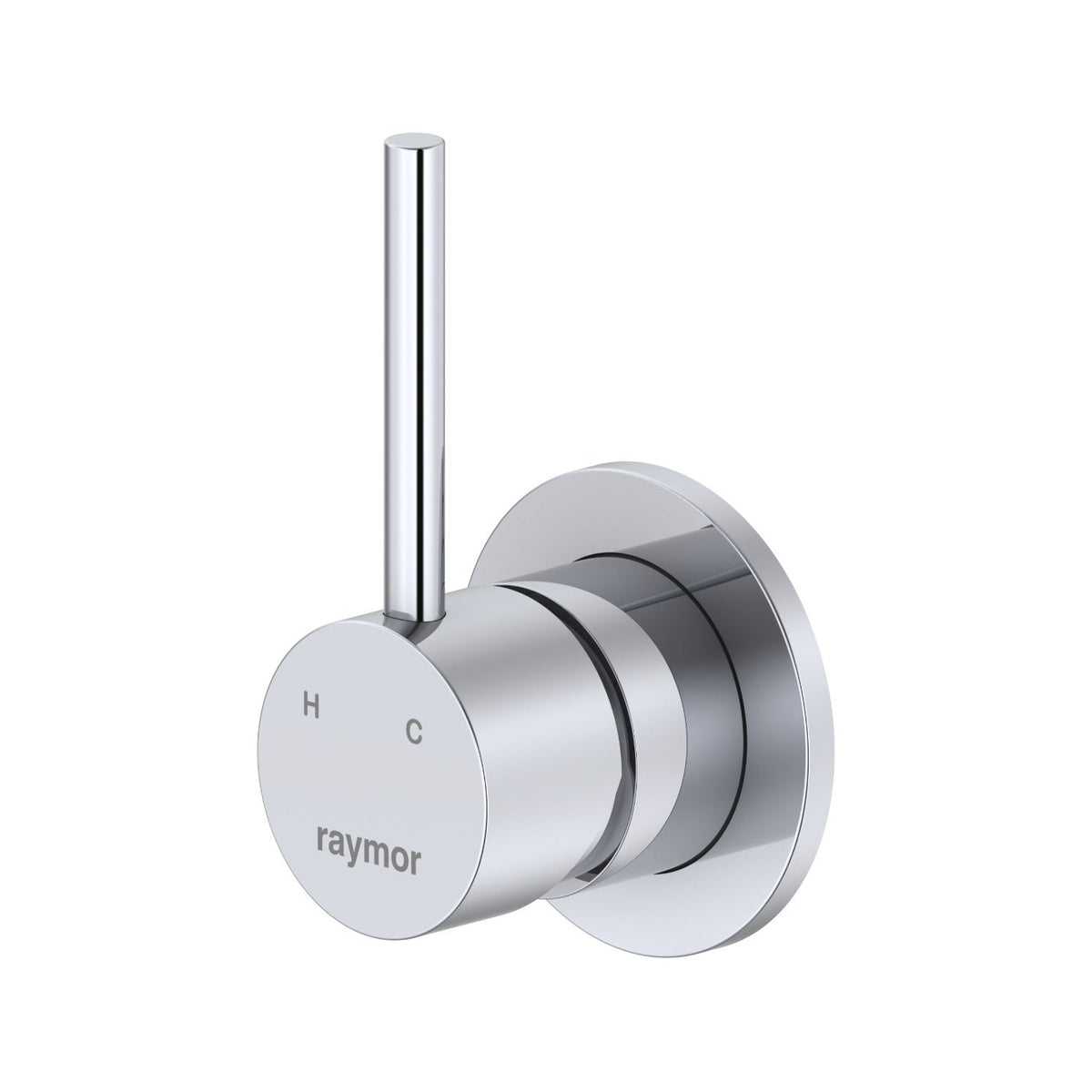 Raymor Projix Flip wall mixer in chrome, single lever wall-mounted shower and bath mixer with round plate and pin handle