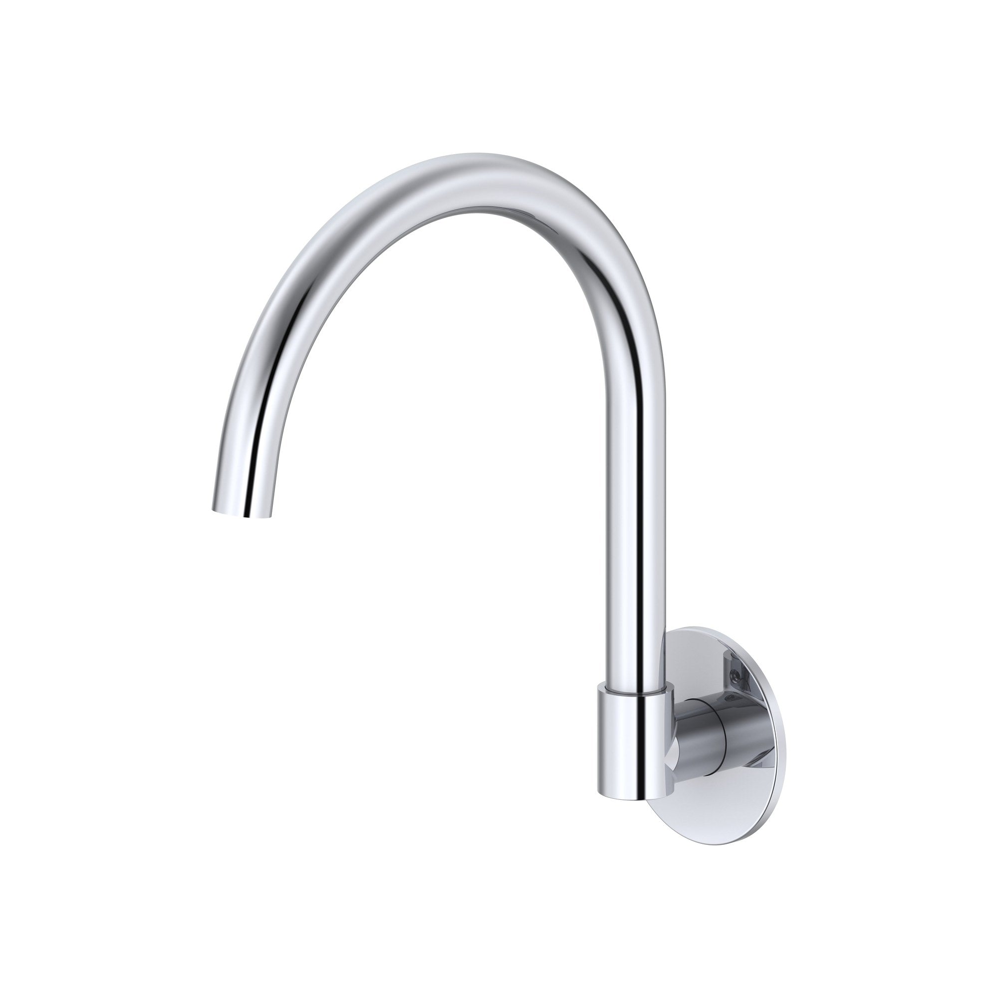Raymor Projix chrome gooseneck swivel basin or bath spout, wall-mounted with round backplate