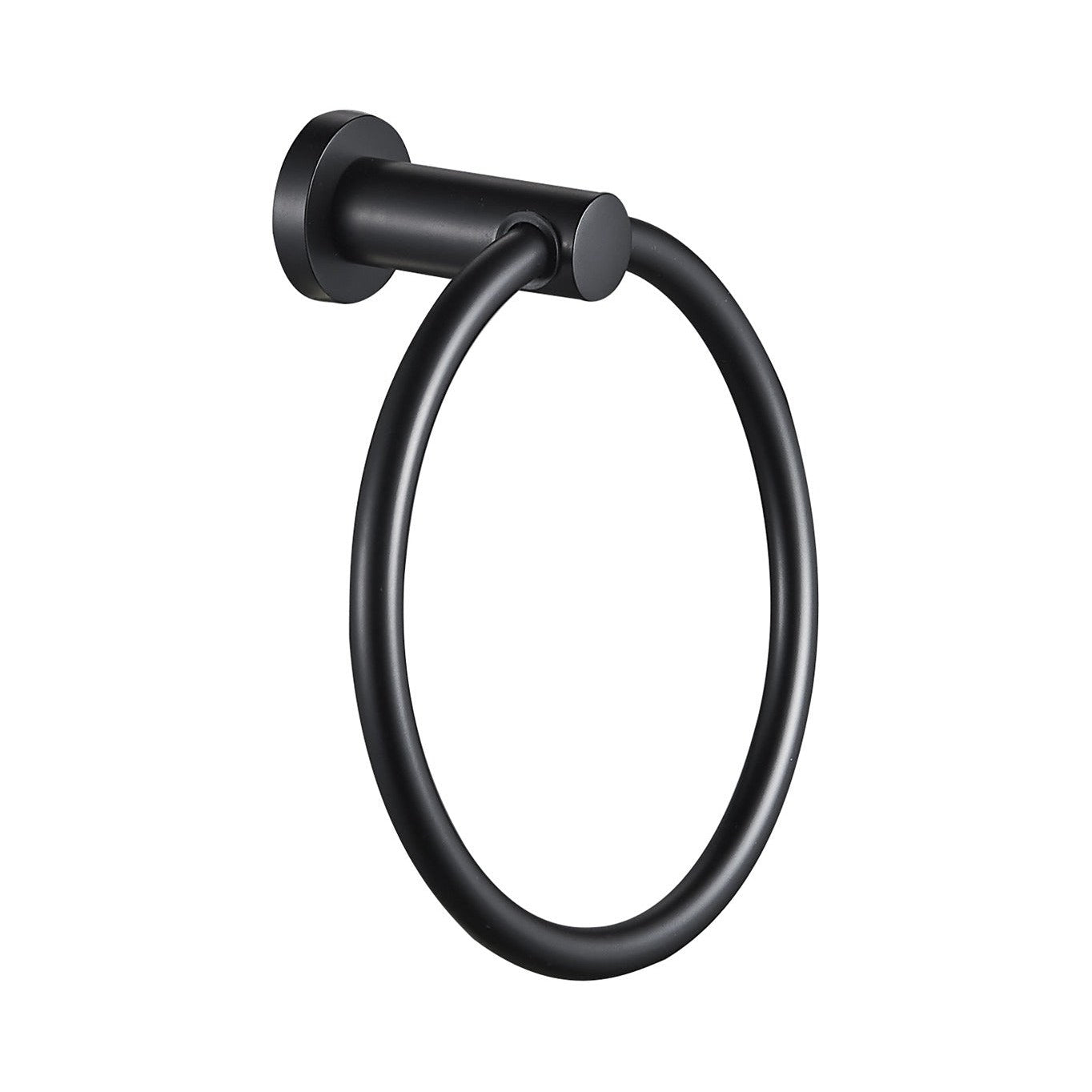 Raymor Projix black hand towel ring, wall mounted bathroom accessory with round metal ring