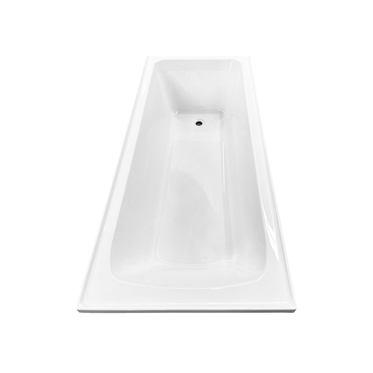 Raymor Projix white inset bath with end waste and tile flange, shown from above on a plain background
