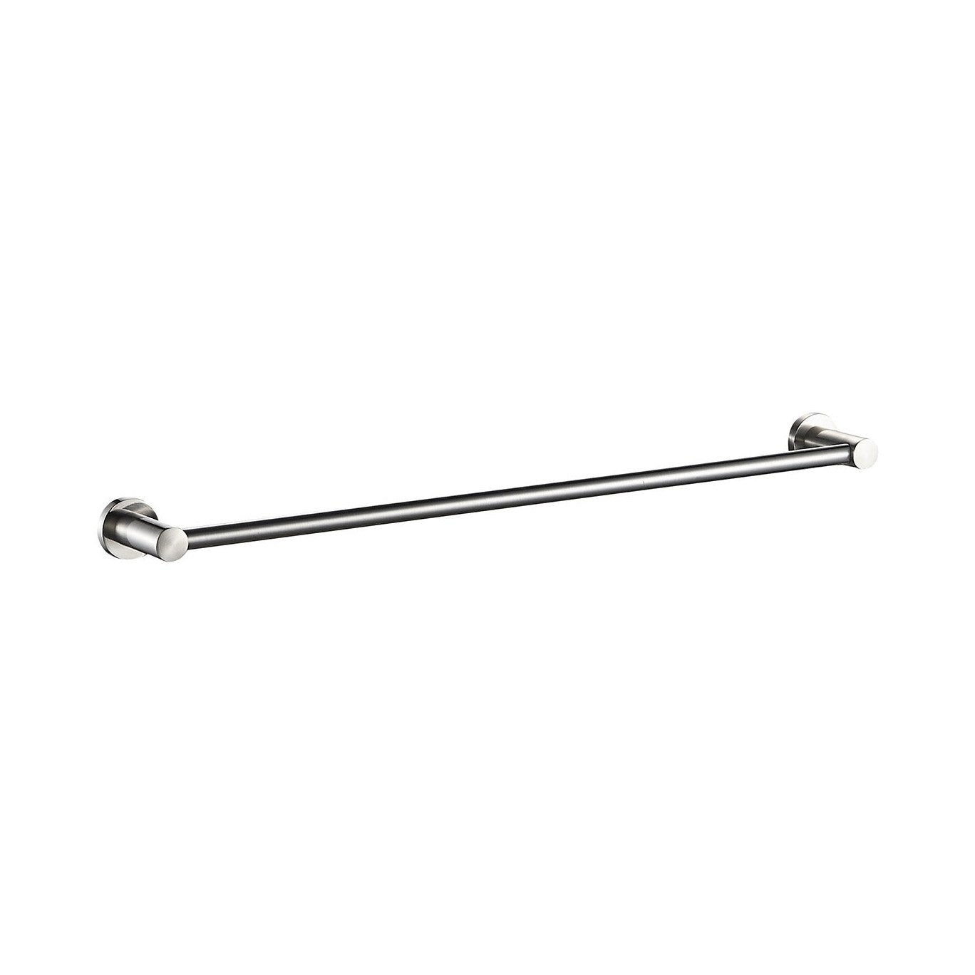 Raymor Projix 630mm single towel rail in brushed nickel, wall mounted on white background